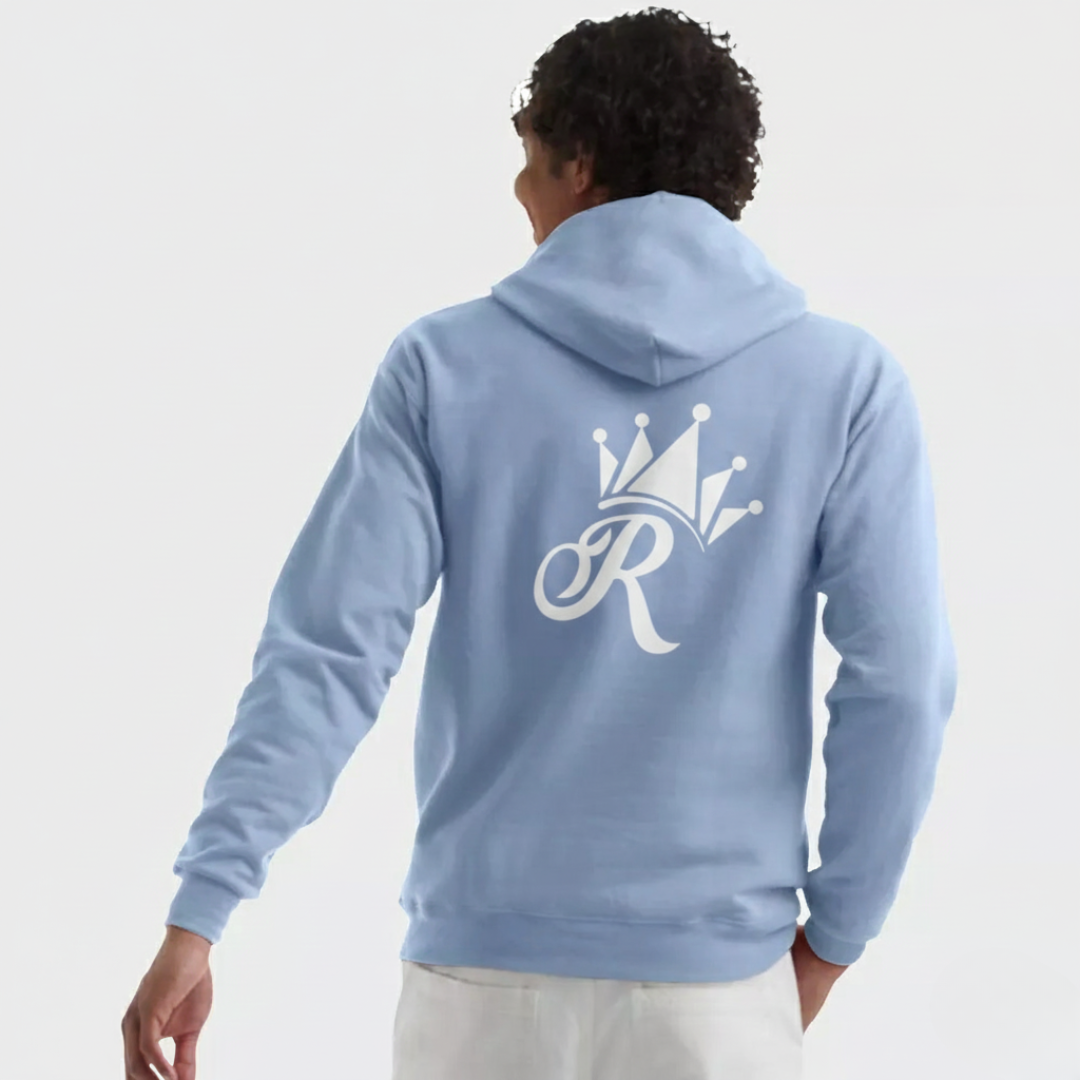 Royal-tz Cloudy Blue Organic Cotton Hooded Sweatshirt