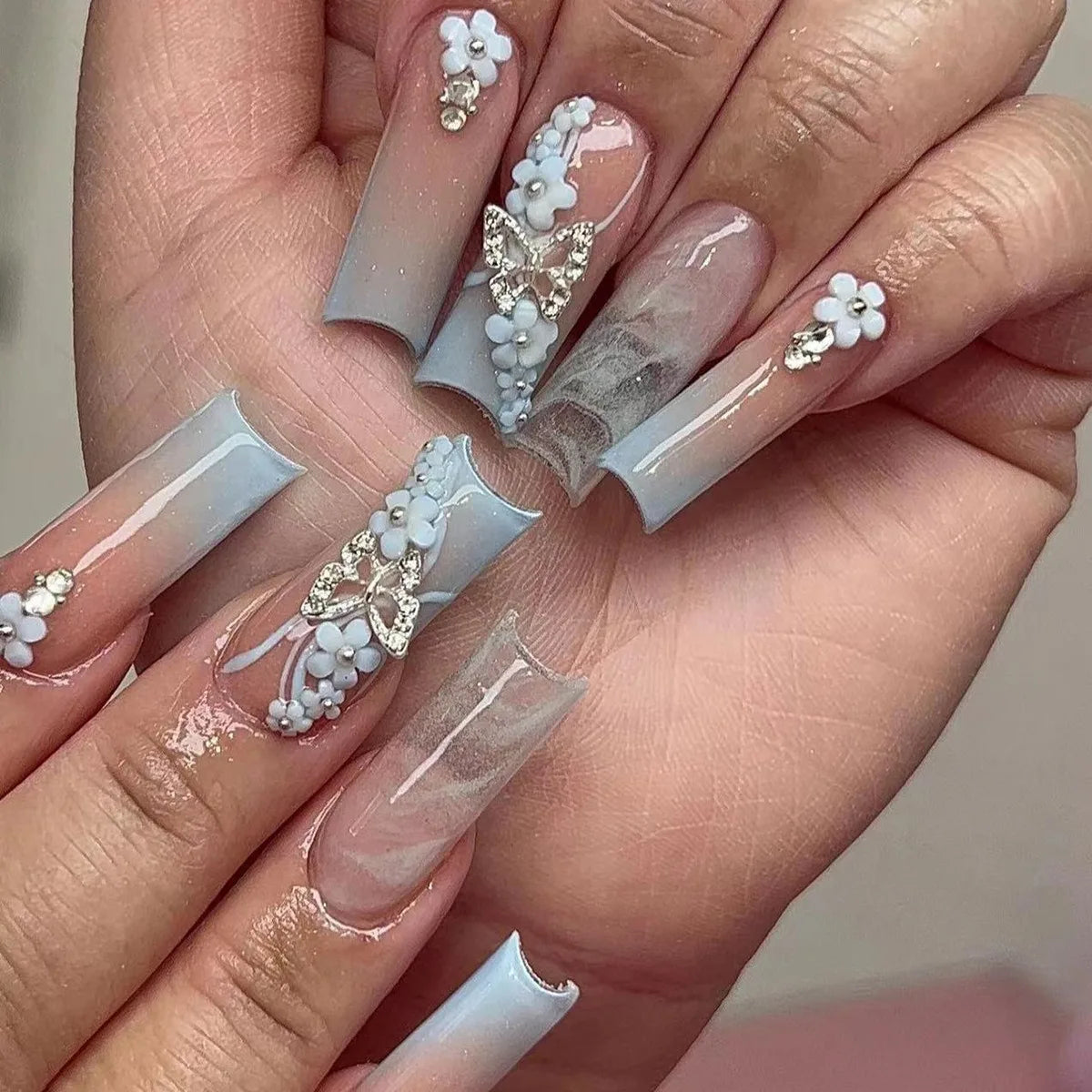 Wholesale 24 Pcs Medium Length Ballerina Art Acrylic Press on Nails Artificial Fingernails Customize Candy False Nails 2788