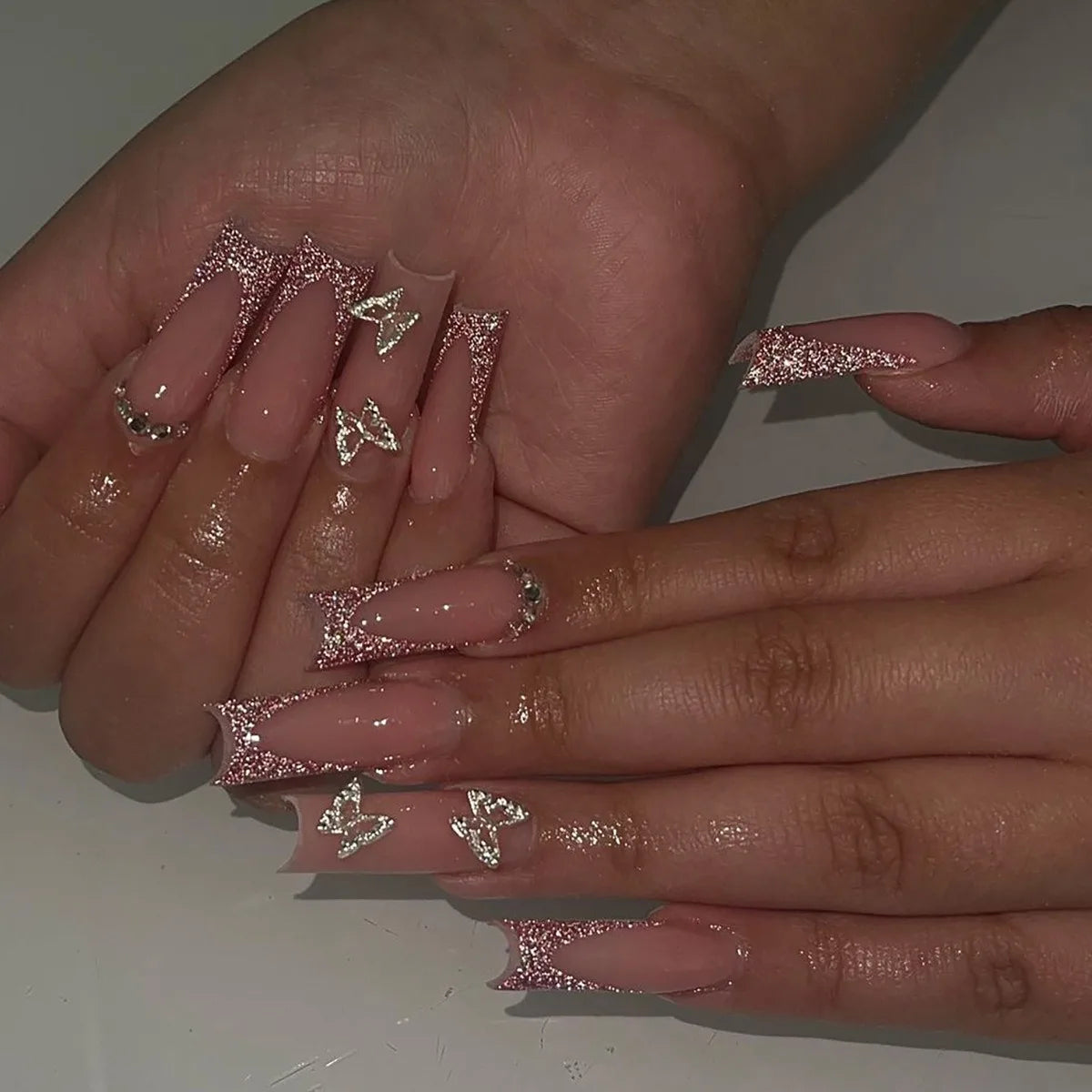 Wholesale 24 Pcs Medium Length Ballerina Art Acrylic Press on Nails Artificial Fingernails Customize Candy False Nails 2788