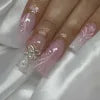 Wholesale 24 Pcs Medium Length Ballerina Art Acrylic Press on Nails Artificial Fingernails Customize Candy False Nails 2788