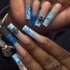Wholesale 24 Pcs Medium Length Ballerina Art Acrylic Press on Nails Artificial Fingernails Customize Candy False Nails 2788