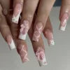 Wholesale 24 Pcs Medium Length Ballerina Art Acrylic Press on Nails Artificial Fingernails Customize Candy False Nails 2788