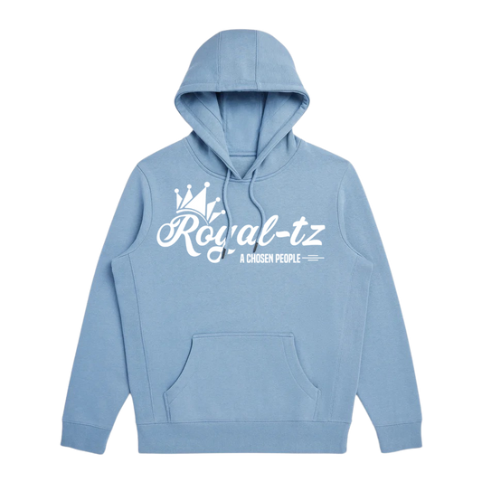 Royal-tz Cloudy Blue Organic Cotton Hooded Sweatshirt