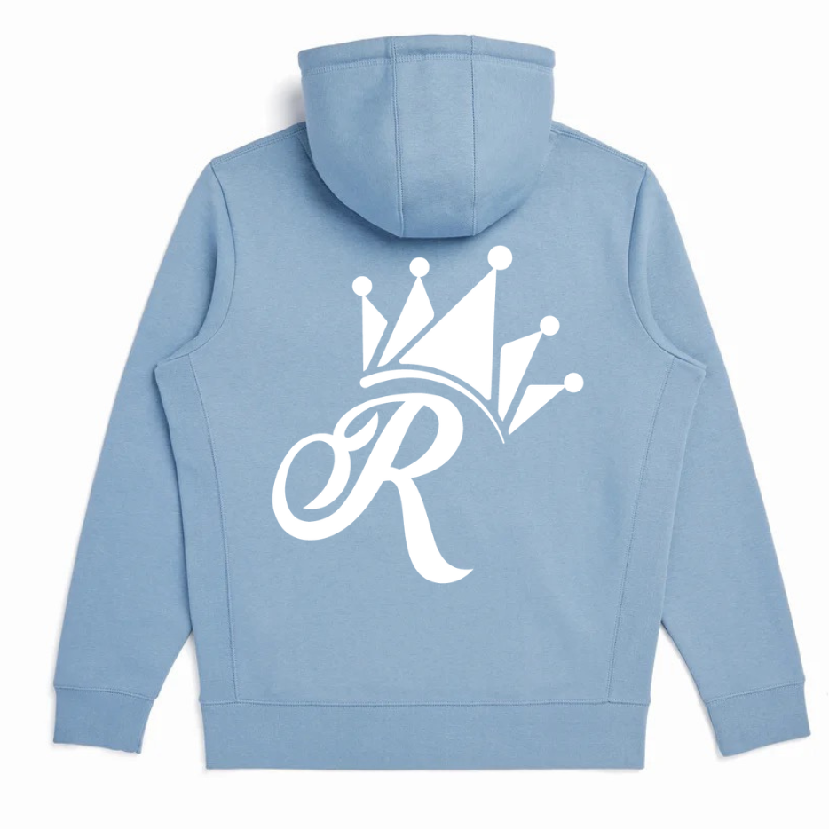 Royal-tz Cloudy Blue Organic Cotton Hooded Sweatshirt