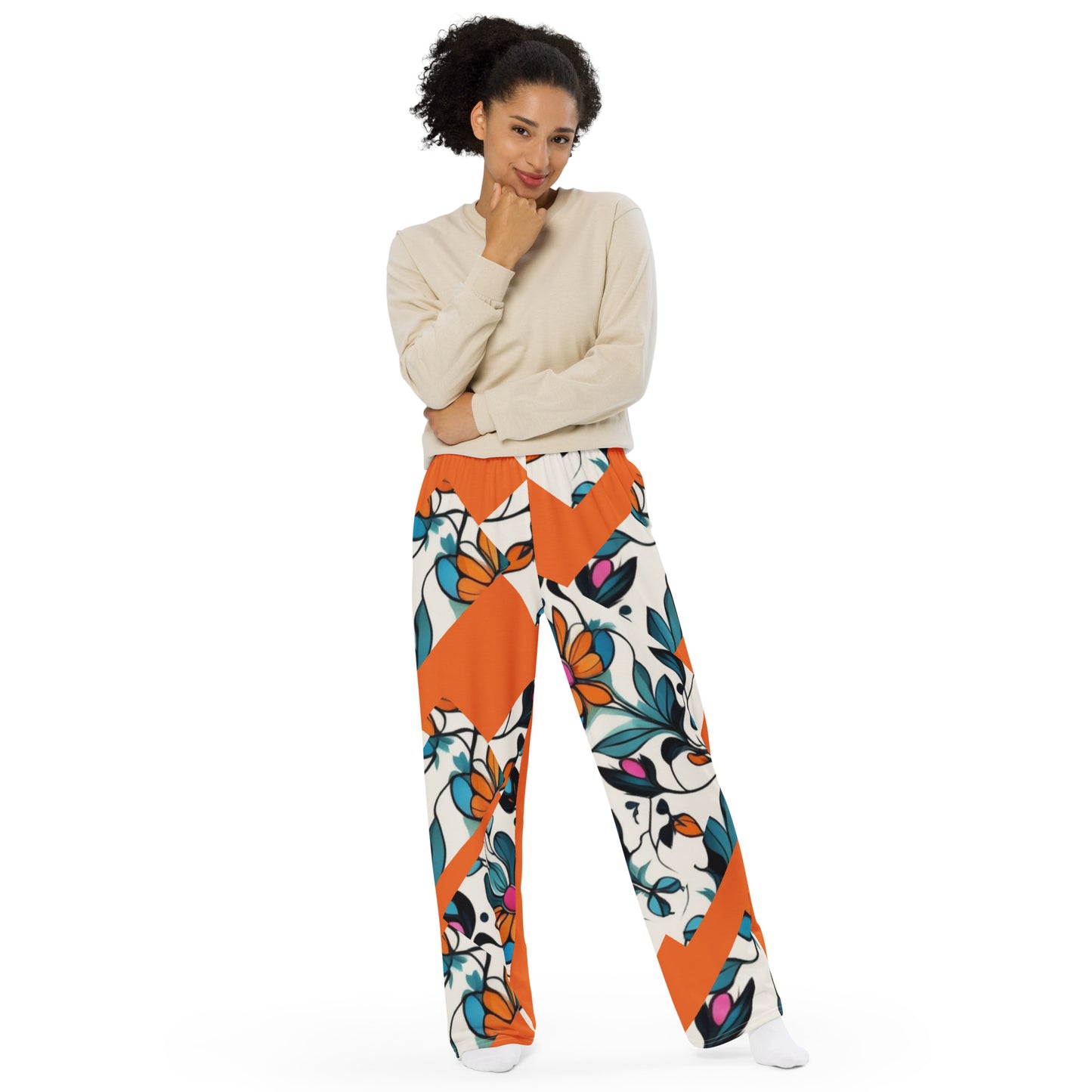 Women's All-over print  wide-leg pants