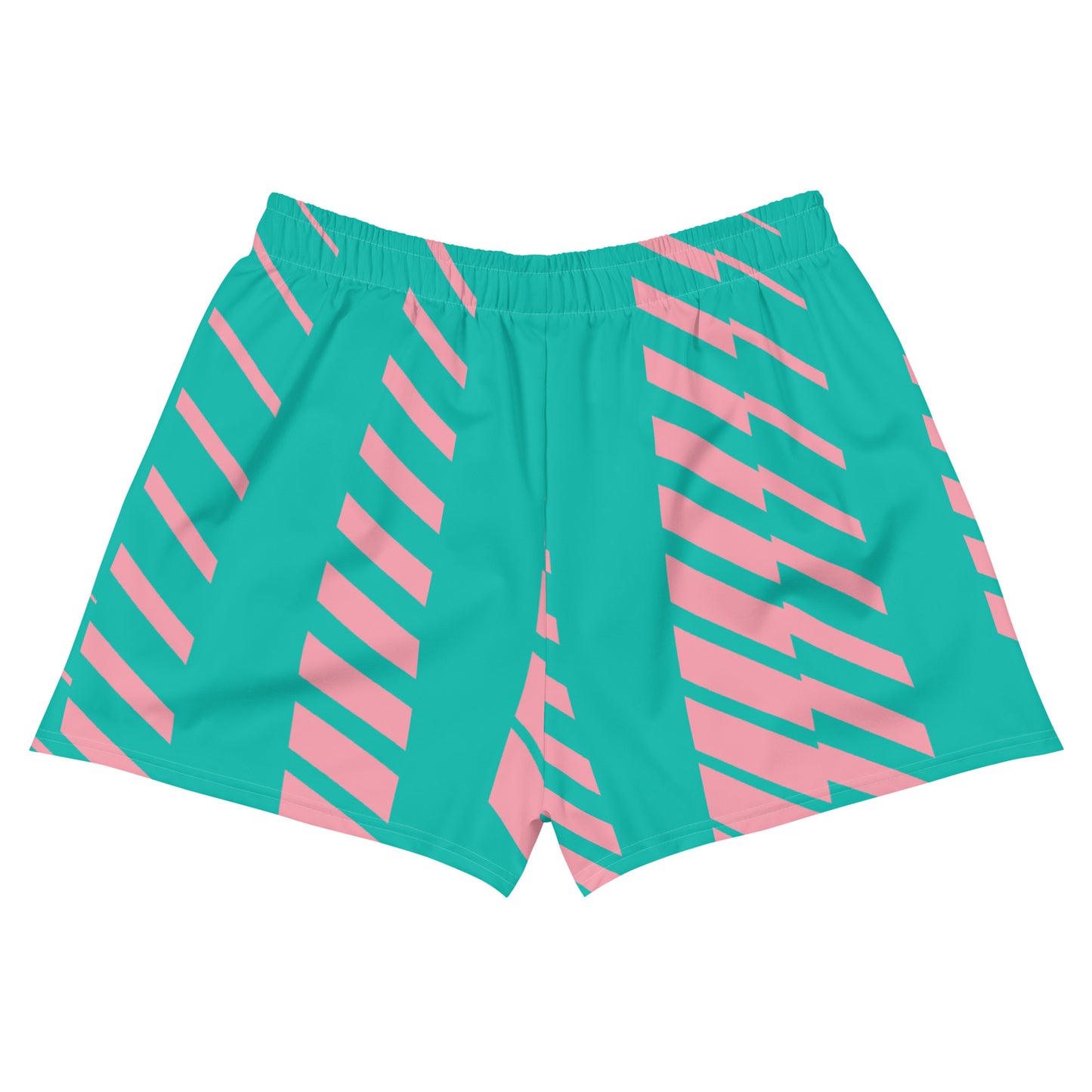 Royal-tz Women’s Crown Recycled Athletic Shorts -Teal and Pink