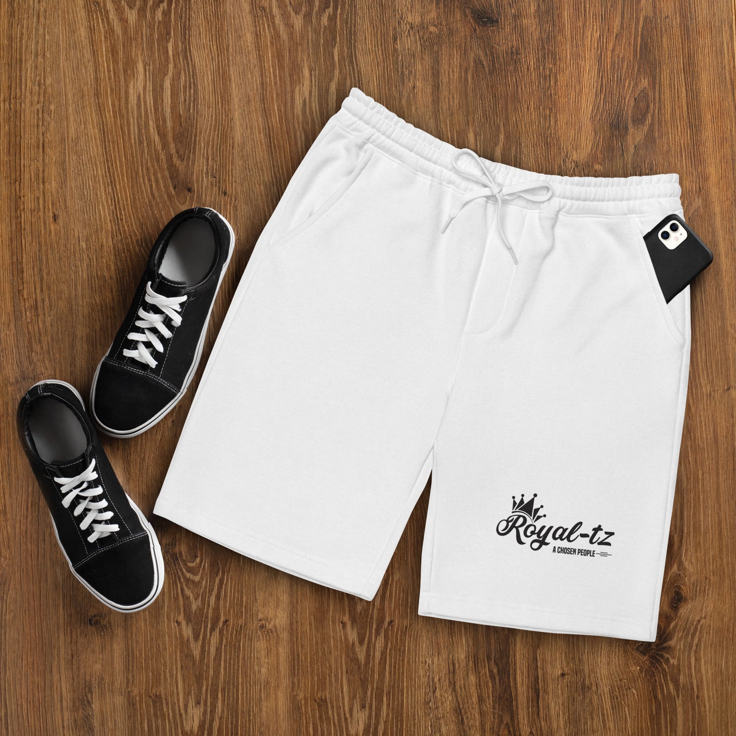 Royl-tz Men's fleece shorts- White